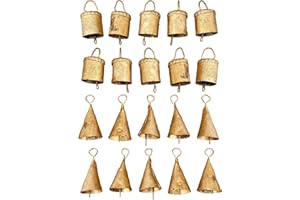 Vivanta Gold Cow Bells – 20 Small Bells Rustic Metal Hanging Bells for Crafts, Vintage Jingle Bells for Crafting, Christmas Bells Decorations, Farmhouse Wreaths, Witch Bells, Holiday Garland, DIY