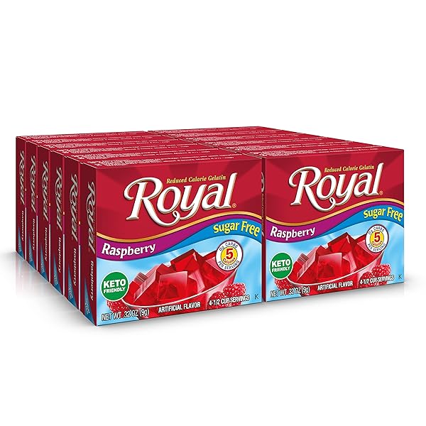 ROYAL RASPBERRY GELATIN DESSERT MIX , SUGAR FREE,...