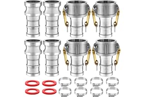 Innconee 2 Set Camlock Fittings Type C&E 2 Inch Aluminum Cam and Groove Hose Fitting Kit include 2" Female Coupling Cam lock, 2" Male Adapter Camlock, Gasket, Hose Clamps for Industrial