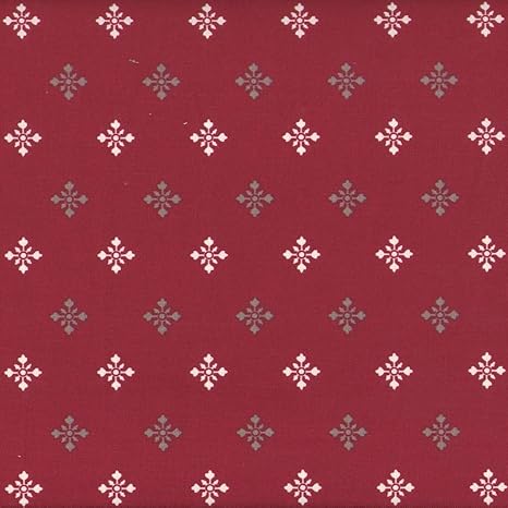 Weihnachtsstoff | Schneeflocken - Rot, Cremeweiß und Beigegrau | 100% Baumwolle | Stoffbreite: 160cm Meterware (1 Meter)