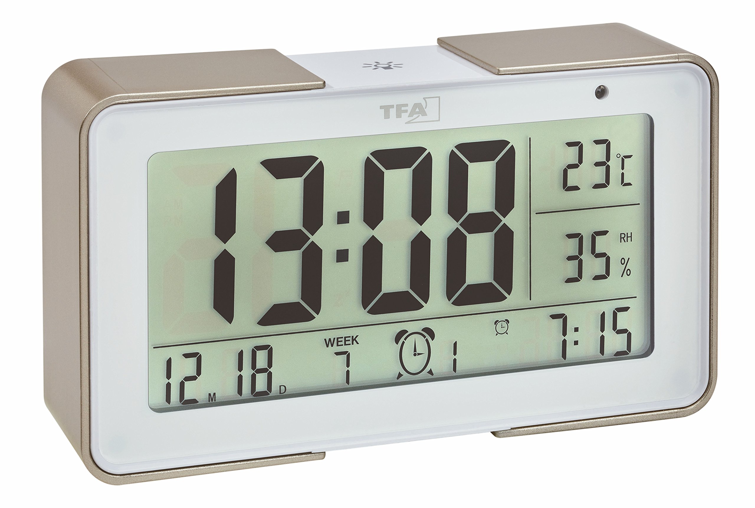 TFA-Dostmann 60.2540 Electronic Alarm Clock Melody with different alarm tones (Champagne)
