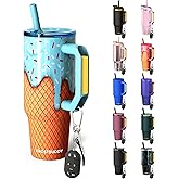 Thicc Buddy - 40 oz Stainless Steel Vacuum Insulated Tumbler with Lid and Straw for Water - Travel Mug Cupholder Friendly - Gifts for Women Men Him Her (Blue Ice Cream)