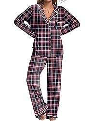 Ekouaer Womens Pajamas Set 2 Piece Button Down Pjs