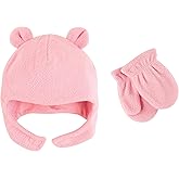 Luvable Friends Baby-Girls Beary Cozy Hat and Mitten Set