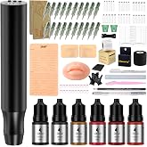 YBEAUTY Beginners Microblading Tattoo Gun Kit, Professional Cordless Tattoo Pen &amp; Eyebrow Pencil Set for Makeup Supplies, 1400mAh Semi-Permanent Eyebrow Tattoo Machine with 50Pcs Needles (Black)