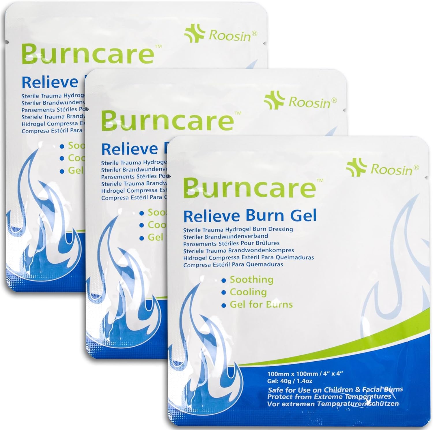 3X Burn Gel Dressings 100mm x 100mm Kitchen Scald/Sunburn Heat