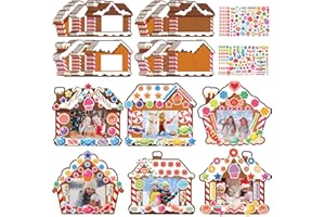Kepeel 30 Packs Christmas DIY Picture Frames Craft Kit for Kids, Xmas Gingerbread House Candy Photo Frames Ornaments for Christmas Decorations Favor Fall Art Gift Classroom Home Activities