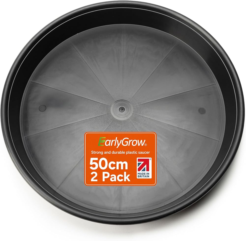 EarlyGrow 50cm Plant Pot Saucers 2-Pack 52cm Top 47cm Base 6cm Deep