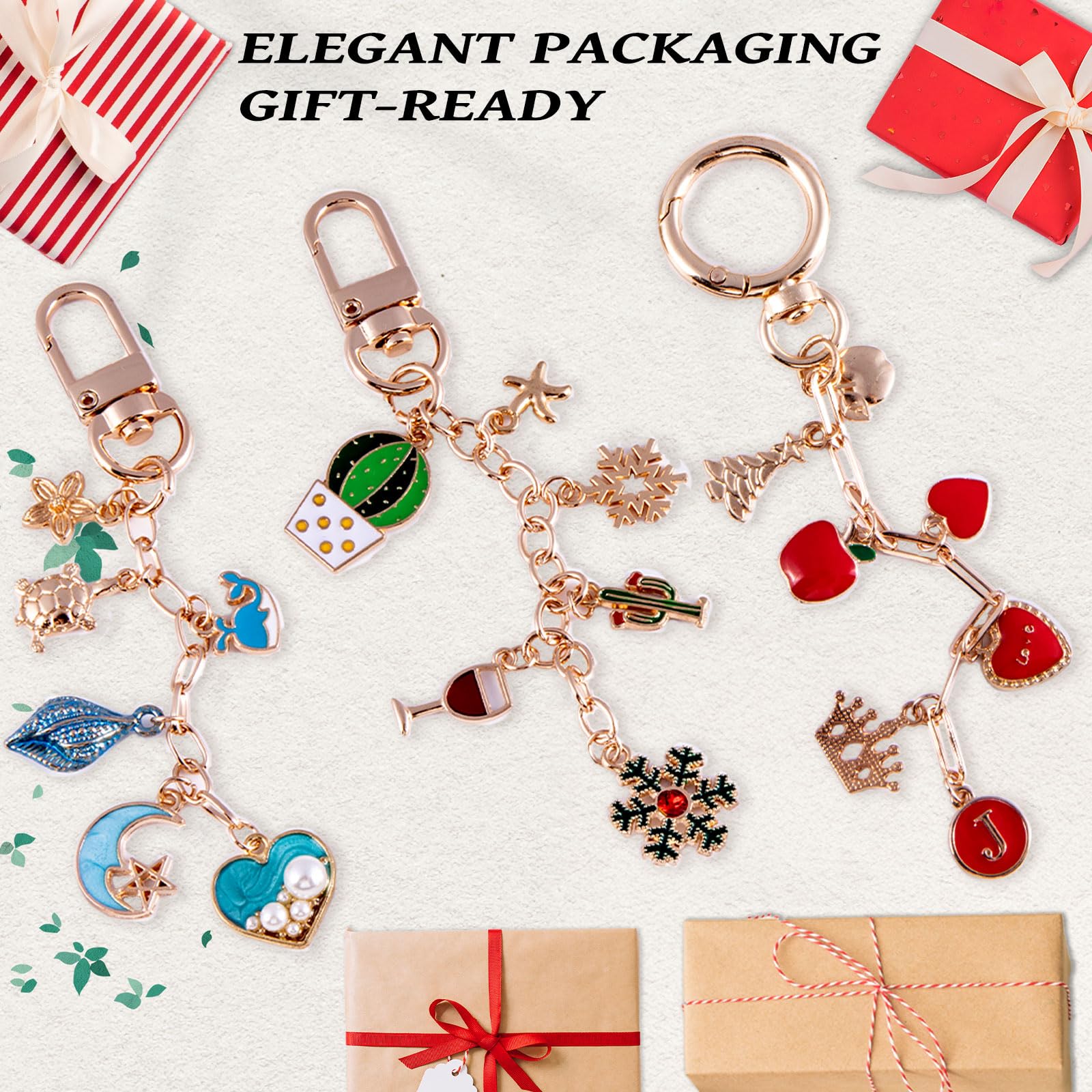 Wurosi 325Pcs Keychain Making Kit, Including 20 Keychain Clips 25 Extender Chain 118 Charms Jewelry Plier, Bag Charm Kit, Keychains Making Supplies for DIY Crafting and Jewelry Making