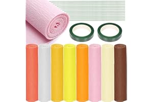 Wokape 30PCS 9.8" x 98" Crepe Paper Roll Assortment Kit, Crepe Paper Sheets with Green Floral Tape and Green Floral Iron Wire