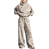 SHBECYDE Women 2 Piece Lounge Outfits Camo Hoodies Sweatpants Sets Maple Leaf Print Hooded Sweatshirt Sweatpants Tracksuits