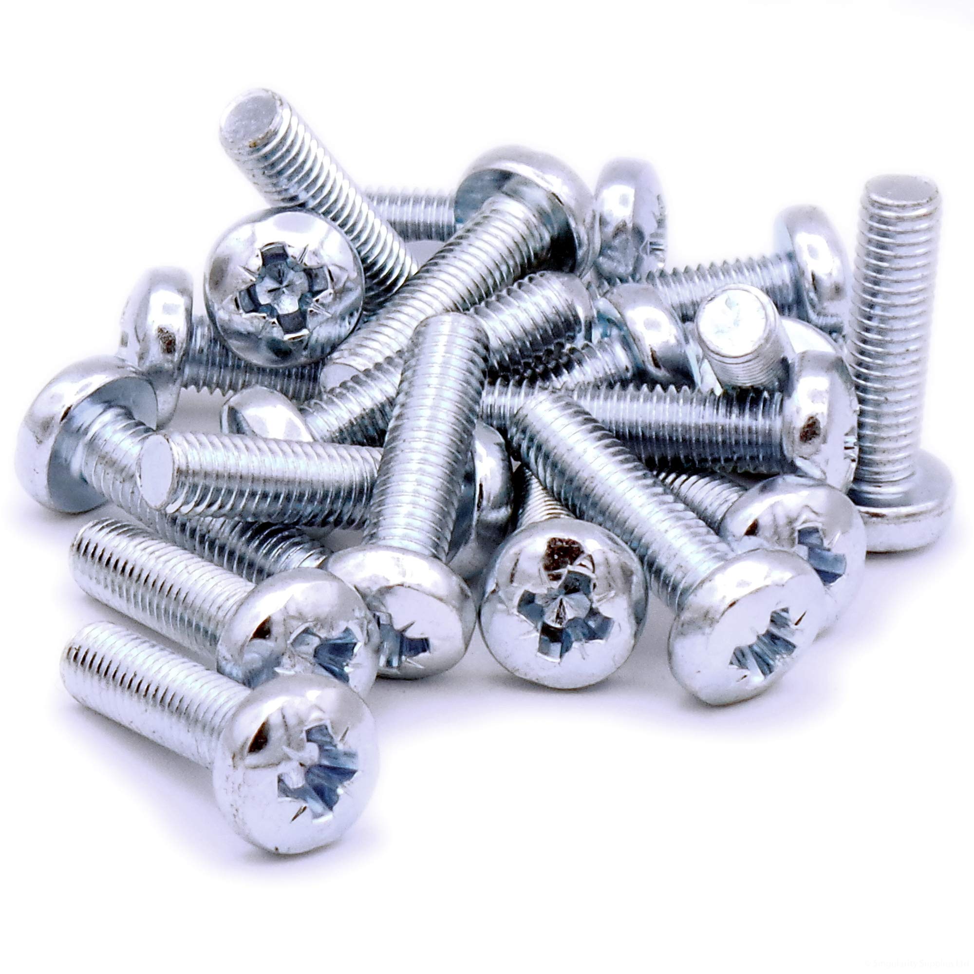 M8 (8mm x 50mm) Pozi Pan Machine Screw (Bolt) - Steel (Pack of 10)