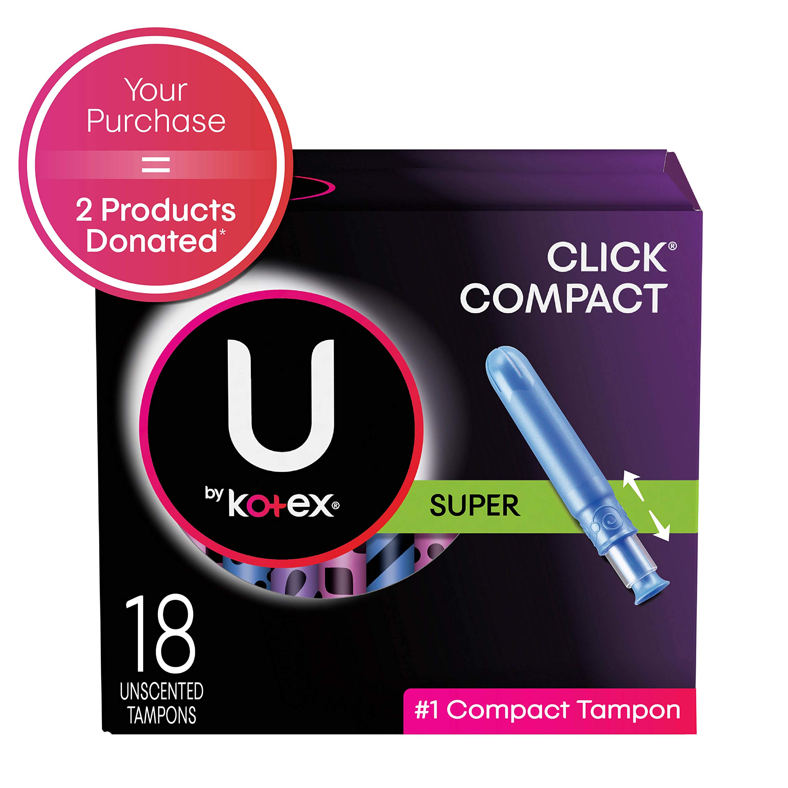 U by Kotex Click Regular Compact Tampons, Unscented, 36
