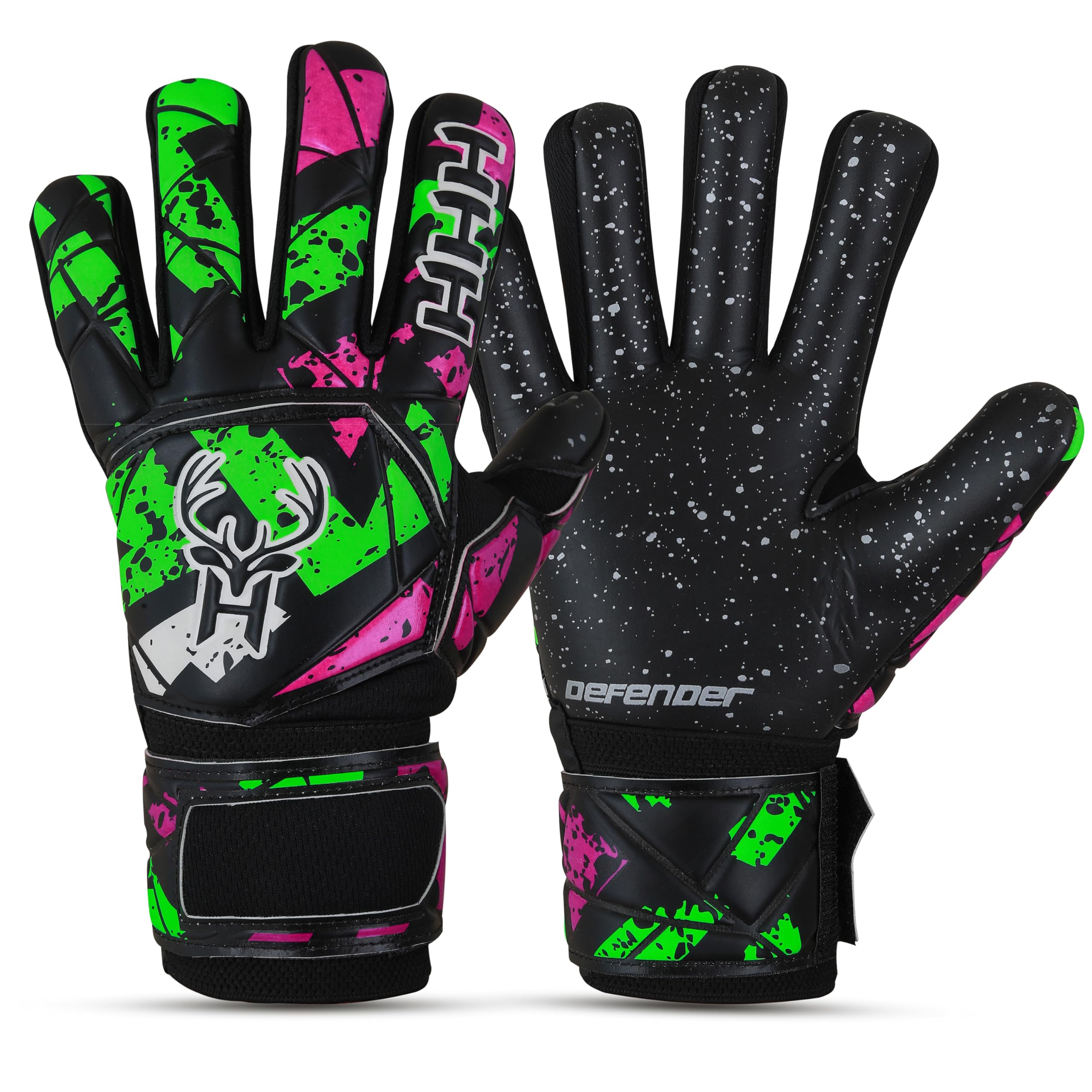 HHH Football Goalkeeper Gloves For Boys, Kids Youth Adult Soccer Goalie Gloves with 4mm Latex Finger Spine Protection Super Grip Palm Goalkeeping Gloves (Black, Size 7)