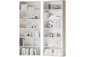 IRONCK Bookshelves and Bookcases Set of 2 Floor Standing 6 Tiers Display Storage Shelves 70 in Tall Bookcase Home Decor Furniture for Home Office, Living Room, Bed Room