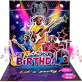 mountova Birthday Card, Funny Birthday Cards for Men Women Kids, Exquisite MUSICAL & SHAKING & LIGHTING Rock Band Dog Pop-up Greeting Card Gifts with Envelope, 6.1 x 6.1 Inch
