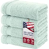 American Veteran Towel, Hand Towels for Bathroom Set of 4, 100% Cotton Turkish Hand Towel Sets, Soft Hand Face Towels, Mint Green Hand Towels