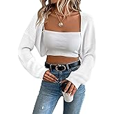MURMUREY Womens Long Sleeve Open Front Knit Crop Bolero Cardigan Sweater Shrug for Dress 2025