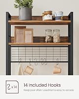 VASAGLE Kitchen Storage Rack with Power Outlet, Rustic Brown & Black view 8