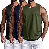 Evervibe 3 Pack Big and Tall Cotton Men's Tank Tops Plus Size Workout Sleeveless Tee Shirts Crew Neck Muscle Shirts L-5XL (Black, Navy Blue, Army Green,5X-Large)