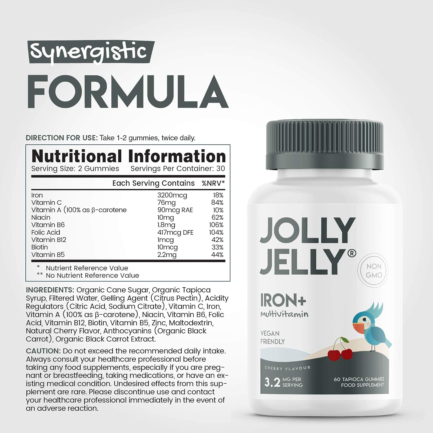 Iron 20mg Gummies, with Vitamin C, Niacin, B6, B5, B12, Folic Acid & Biotin, Potent Formula for Energy & Immunity - Image 3