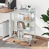 4-Tier Rolling Cart On Wheels Green Easy Assembly view 6