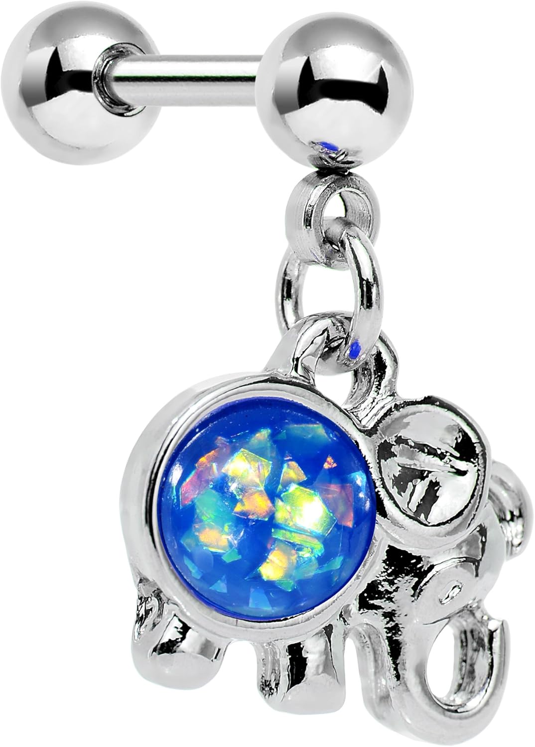 Body Candy Stainless Steel Blue Iridescent Accent Elephant