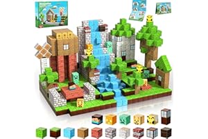 ToyUnited Magnetic Blocks 100 Pieces Build Waterfall Forest Castle, Cute Fun Magnetic Building Cubes Blocks, Sensory Toys for