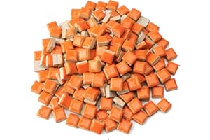 Samjobroad 300g/200pcs Ceramic Mosaic Tiles for Crafts,Ceramic Tiles for Mosaics,Square Shapes(12mm),Easy to use for DIY Home Projects,Art and Crafts Supplies,Orange