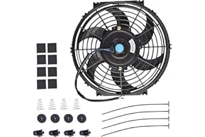 GESEXI 7 Inch Slim Fan Push Pull Electric Radiator Cooling Fan Universal High Performance 12V 80W Motor with Fan Mounting Kit (Black)