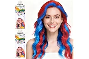 YABACADO 2 Pack hair spray temporary for Girls Women,Washable Hair Dye Spray Non-Sticky Halloween Cosplay Party Crazy Hair Day Hair Coloring Wax (Fiery Red&Blue)