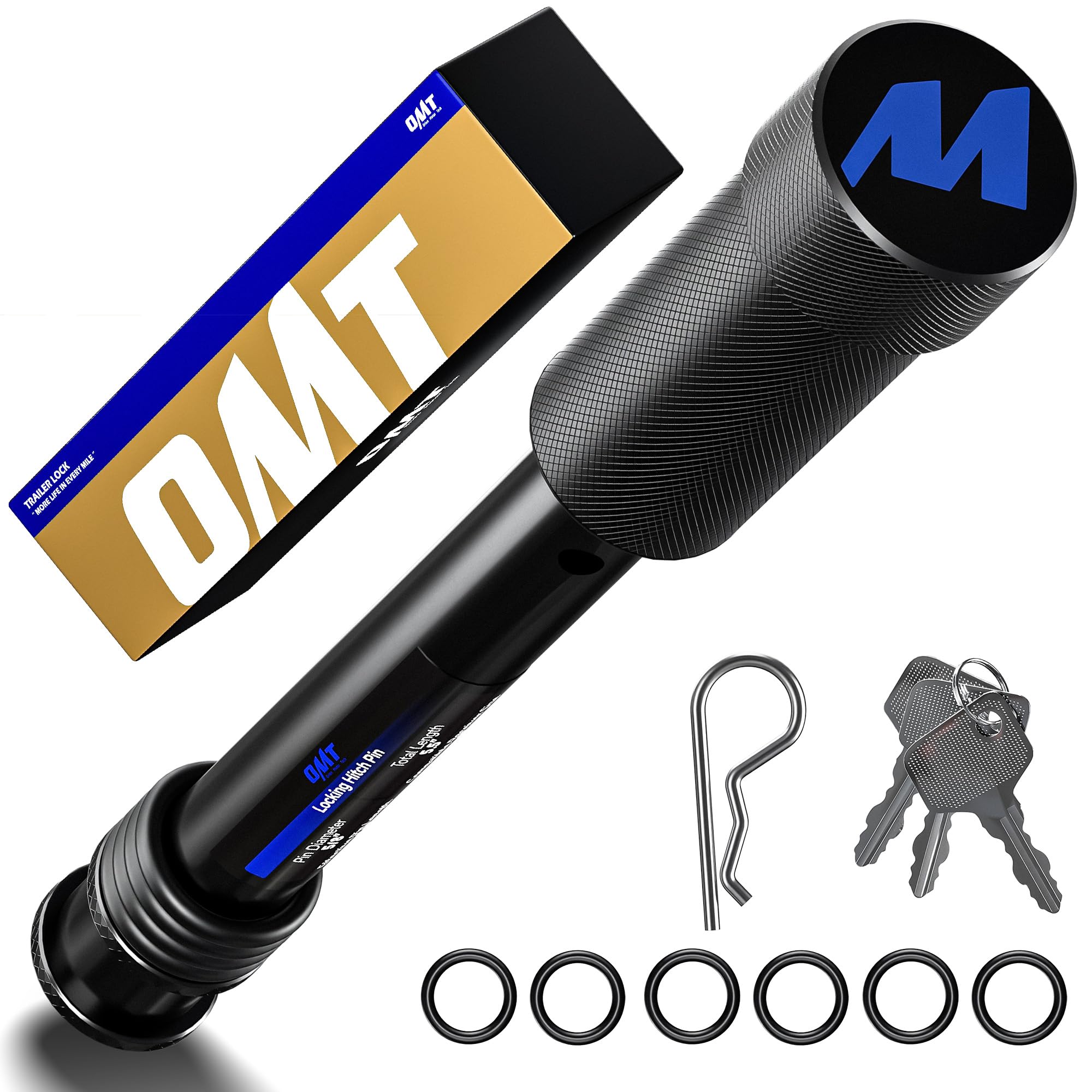 Photo 1 of **PARTIAL SET/ MISSING KEY** Orion Motor Tech Locking Hitch Pin, Fits 2" Receiver with 5/8" Diameter Hitch Pin Lock, Anti-Theft Steel Hitch Pin Lock with Key for Class III IV Hitches, Anti-Rattle Trailer Hitch Pin with O-Rings