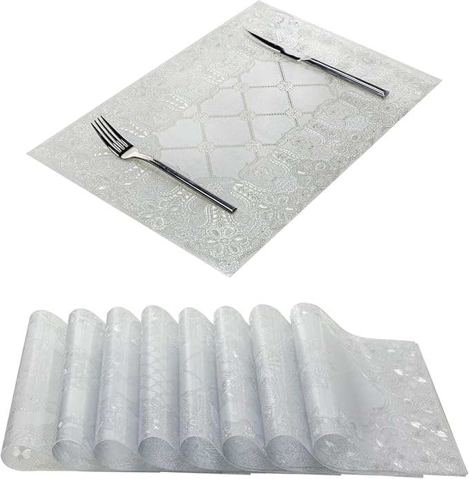 TOMOTO Placemat, Heat Resistant Washable Soft Vinyl Placemats, Plastic