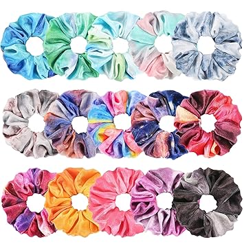 Amazon Com Tie Dye Velvet Scrunchies For Hair Funtopia 15 Pcs