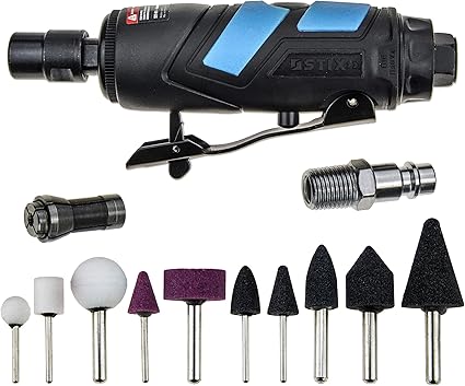 Mini Meuleuse Pneumatique 1 4 Avec Accessoires Pour Meuleuse 25000 U Min Amazon Fr Bricolage