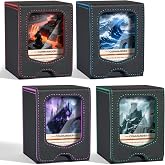 Fabmaker 4 Pack Deck Box Compatible with MTG Commander,Comman-der Deck Box | Magnetic Trading Card Storage Box with Commander, Fits 100 Double-Sleeved Cards, Card Box Compatible with Magic the Gathering