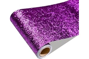CRE8TIVE 8"x80" Chunky Glitter Wallpaper Stick and Peel Textured Purple Wallpaper Border Removable Self Adhesive Sequins Glitter Contact Paper Fabric Wall Border Stickers for Gift Wrapping Crafts Wall
