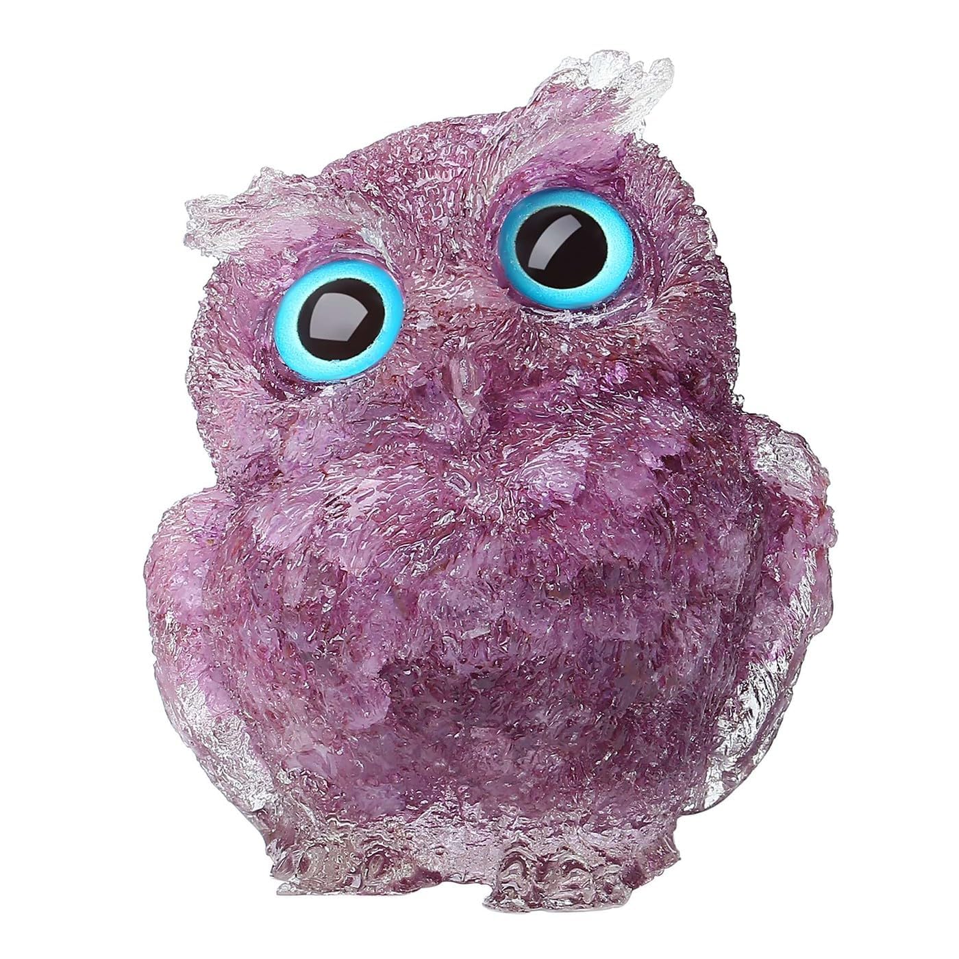 Sahoottie 2.4" Purple Owl Ornament Purple Amethyst Crystal Owls Figurine Owl Gifts for Women Cute Animal Desk Accessories
