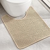 Color&Geometry Chenille Toilet Rugs U Shaped Washable, Absorbent, Stain Resistant, Non Slip, Quick Dry, 20"x24" Khaki Toilet Mat for Bathroom Contour Bath Rugs for Toilet Base, Standard-Sized