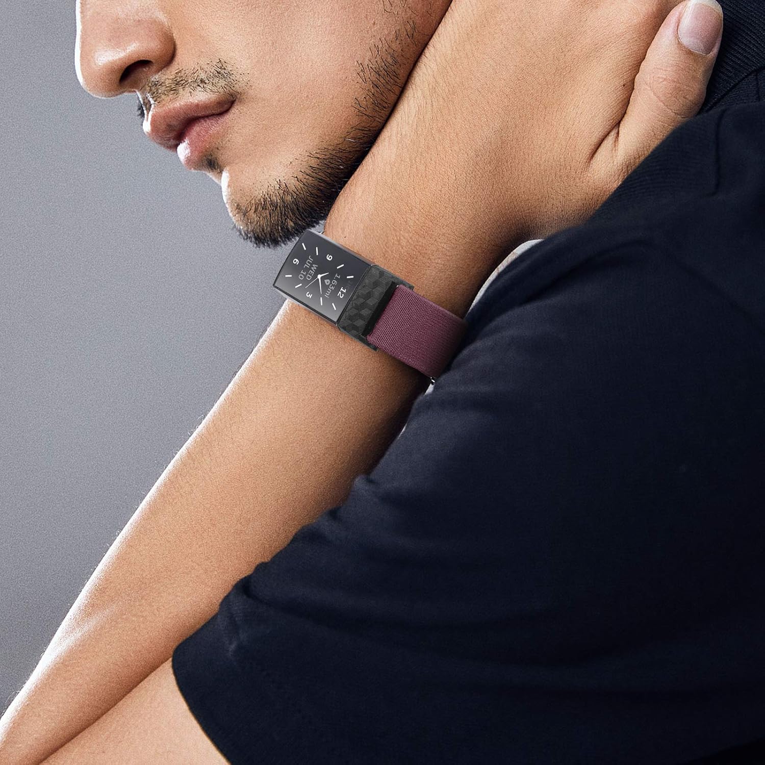 Vodtian Nylon Elastic Watch Band Compatible with Fitbit Charge 4/Charge 3/Charge 3 SE, Adjustable Stretchy Replacement Wristband Accessory Sport Strap for Women Men ( Black+Wine Red+Blue+Gray+Orange): Clothing