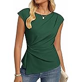 GRACE KARIN Womens 2026 Spring Short Sleeve Tops, Dressy Casual Crew Neck Peplum Shirts, Trendy Tunic Blouses with Knot