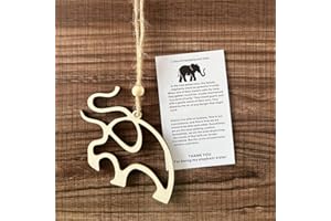 JXUEYCH Friendship Elephant Ornament, Wooden Elephant Christmas Ornament with Story, Sisterhood Elephant Ornament for Women Tribe, Friendship Gift for Best Sisters Friends (Elephant A)