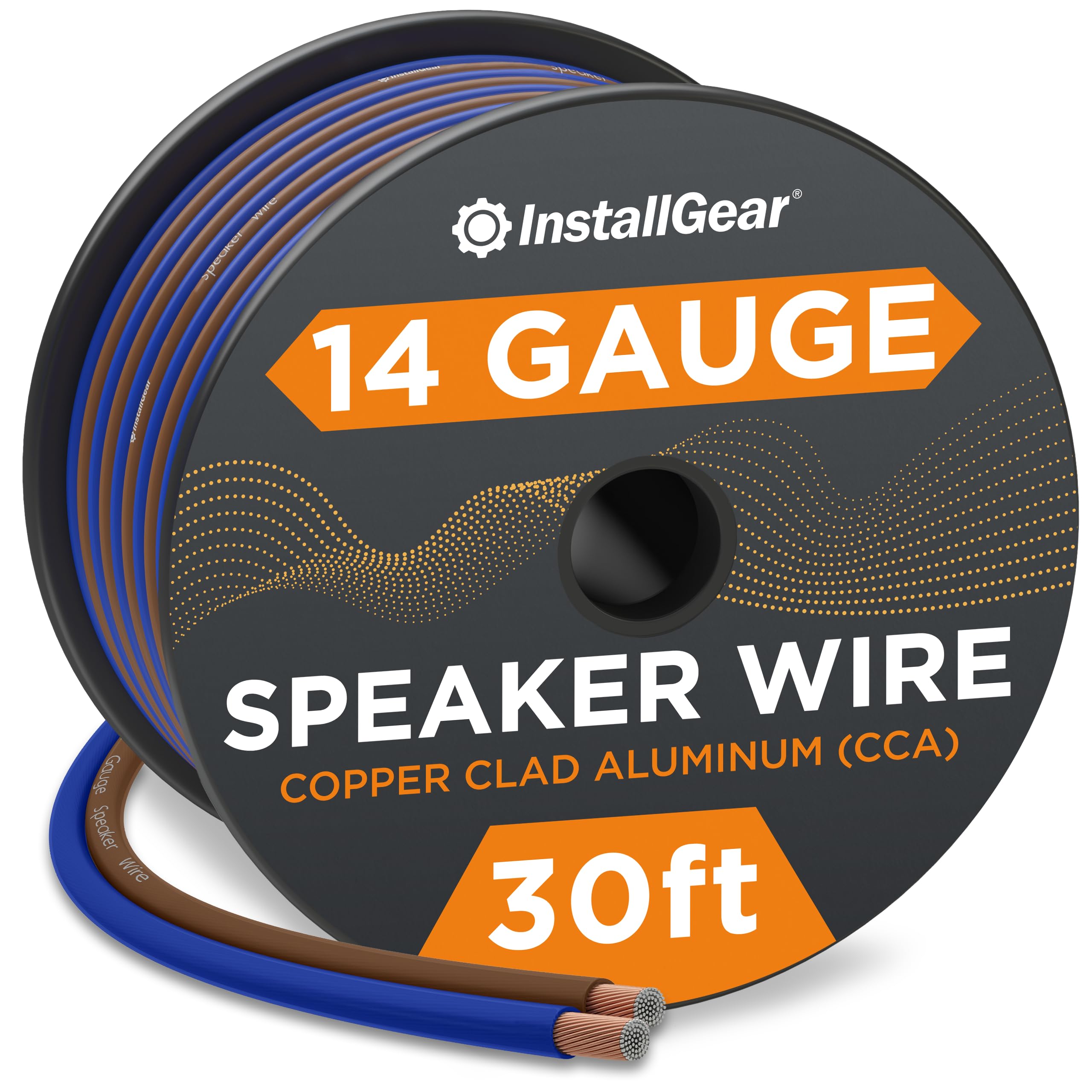 Photo 1 of InstallGear 30ft 14 Gauge Speaker Wire - Copper Clad Aluminum Car Audio Speaker Wire for Stereo Systems - Flexible Speaker Cable with Blue and Black Jacket - Home Theater or Automotive Use