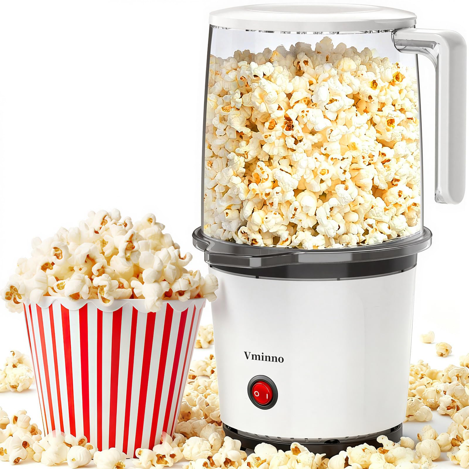 Photo 1 of **IT'S A BIT DIRTY** Vminno Quick & Easy Hot Air Popcorn Popper Maker with Built-In Serving Bowl, 2 Quarts, Etl Certified, No Oil Popcorn Poppers for Home with On/Off Switch for Family Movie Nights, Parties