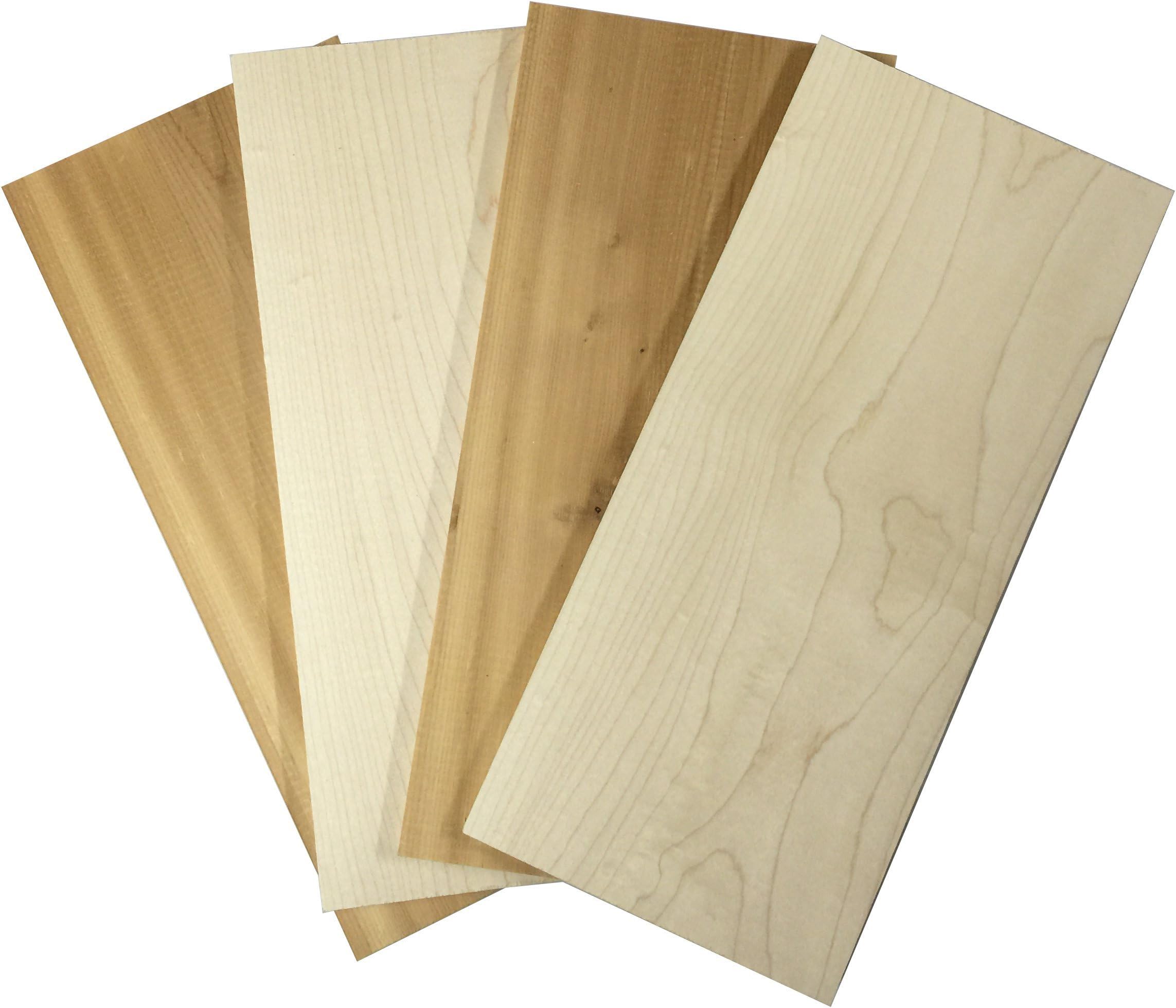 Premium Grilling Planks - Give an amazing smokey flavor - 4 pack (2 Sugar Maple Planks and 2 Eastern White Cedar Planks) - 5-1/4"x12"x1/4"