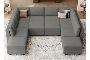 Belffin Modular Sectional Couch Sleeper Sofa Oversized U Shaped Sofa with Storage Convertible Sofa Set Large Sectional Sleeper Grey