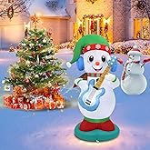 HZGDEJTG 6ft Christmas Inflatable Outdoor Decorations, Snowman Playing Guitar Inflatable Patio Decorations with LED Lights for Indoor Outdoor Patio Garden Christmas Decorations