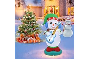 HZGDEJTG 6ft Christmas Inflatable Outdoor Decorations, Snowman Playing Guitar Inflatable Patio Decorations with LED Lights for Indoor Outdoor Patio Garden Christmas Decorations