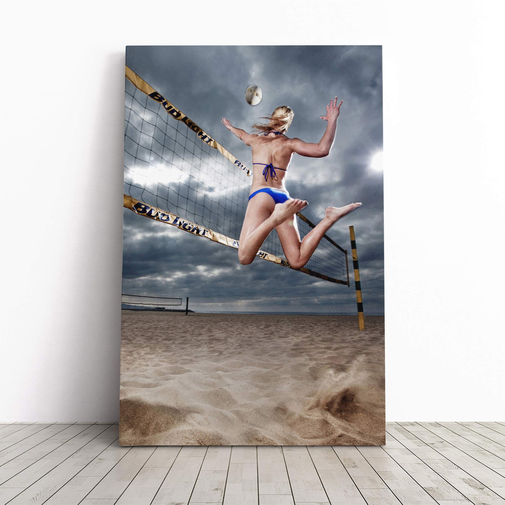 Beach Volleyball Sand Sport Canvas Print | Gallery Wrapped 30mm Frame Wall Art | 20x14 inches | Ready to Hang | Modern Seascape Picture | Living Room Bedroom Lounge Office