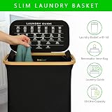 Nest Zest 60L Slim Laundry Basket with Lid Black Bamboo Rim Oxford Fabric view 2